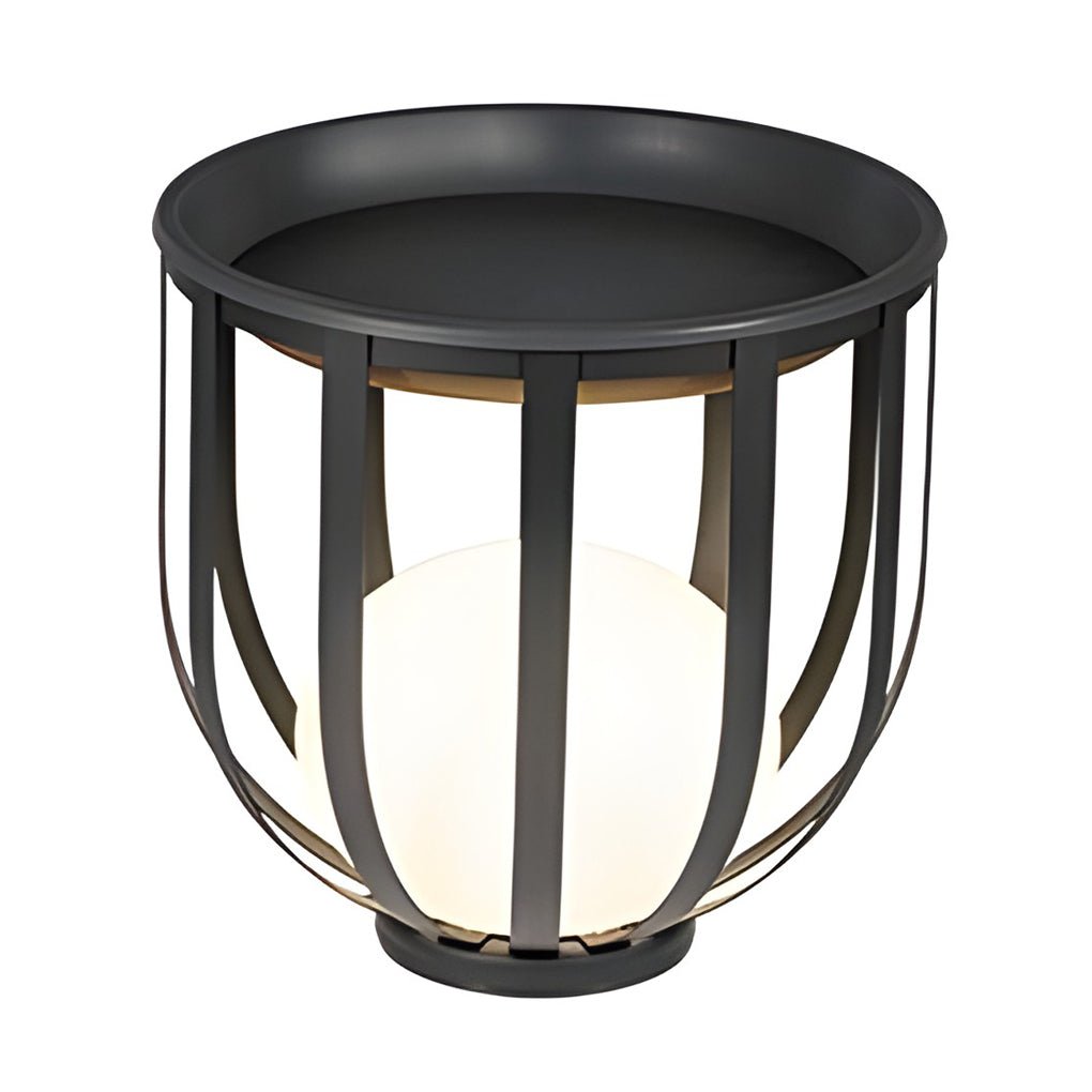 Industrial Solar LED Outdoor Lantern with Tray - Eco-Friendly & Durable