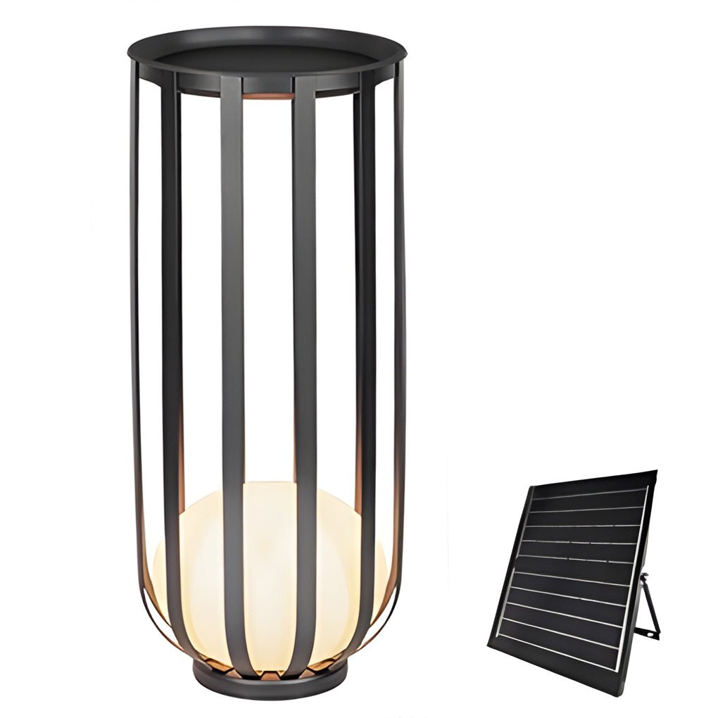 Industrial Solar LED Outdoor Lantern with Tray - Eco-Friendly & Durable