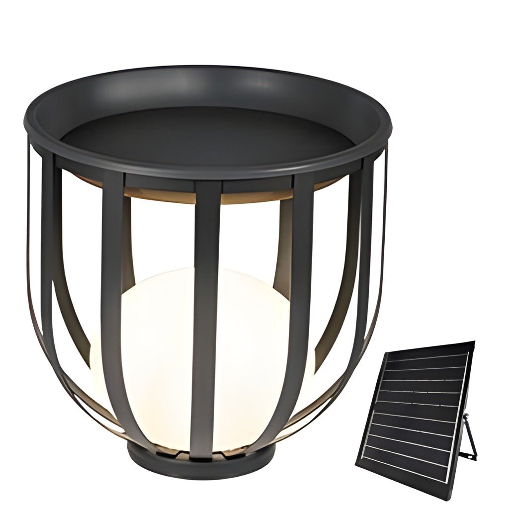 Industrial Solar LED Outdoor Lantern with Tray - Eco-Friendly & Durable