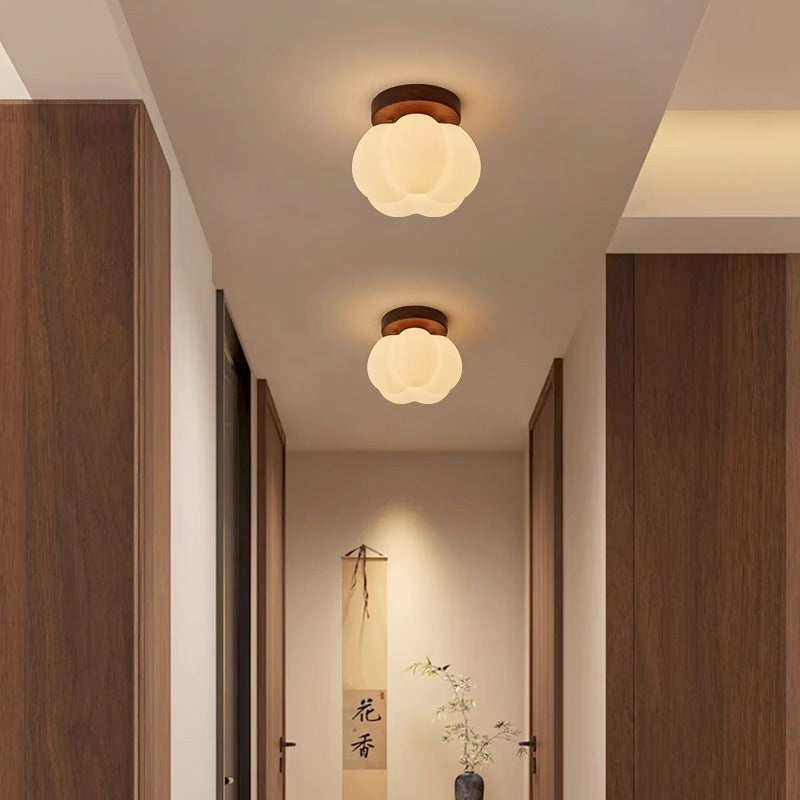 Aesthetic | Elegant Pumpkin Flush Ceiling Lamp for Modern Homes