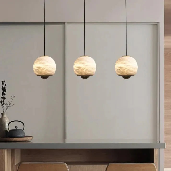 Illumix - Marbela | Nordic Marble Alabaster Pendant Lamp - Pendant Lamp - Black