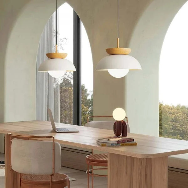 Nordic Half-Wood Pendant Light – Elegant, Eco-Friendly Design