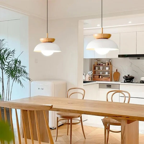 Nordic Half-Wood Pendant Light – Elegant, Eco-Friendly Design