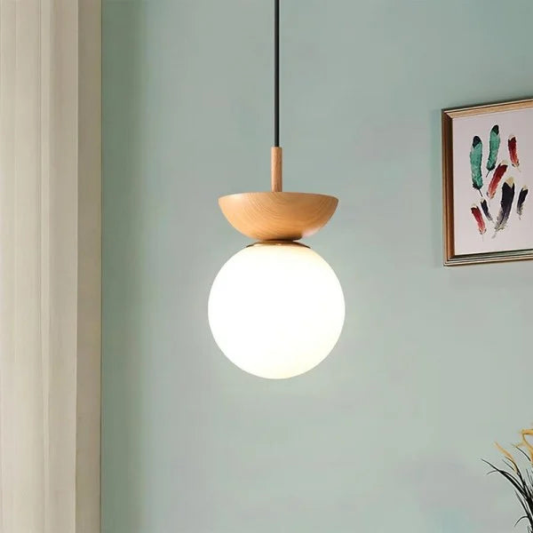 Nordic Half-Wood Pendant Light – Elegant, Eco-Friendly Design