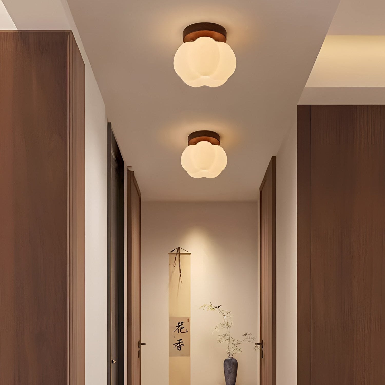 Aesthetic | Elegant Pumpkin Flush Ceiling Lamp for Modern Homes