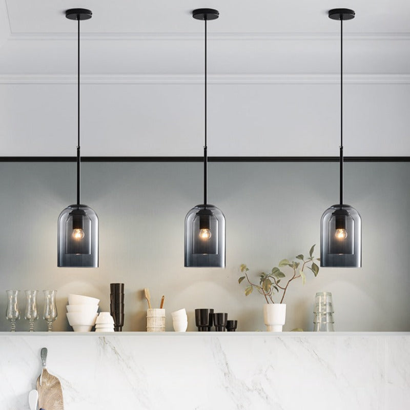 Elegant Mica Mid-Century Pendant Lamps - Double Glass Design