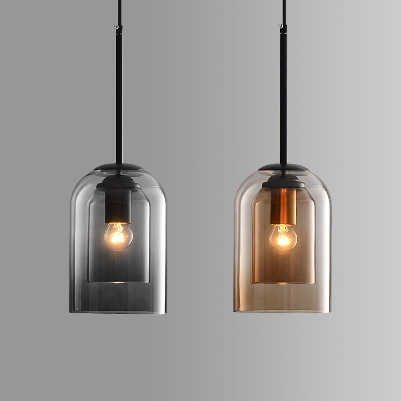 Elegant Mica Mid-Century Pendant Lamps - Double Glass Design