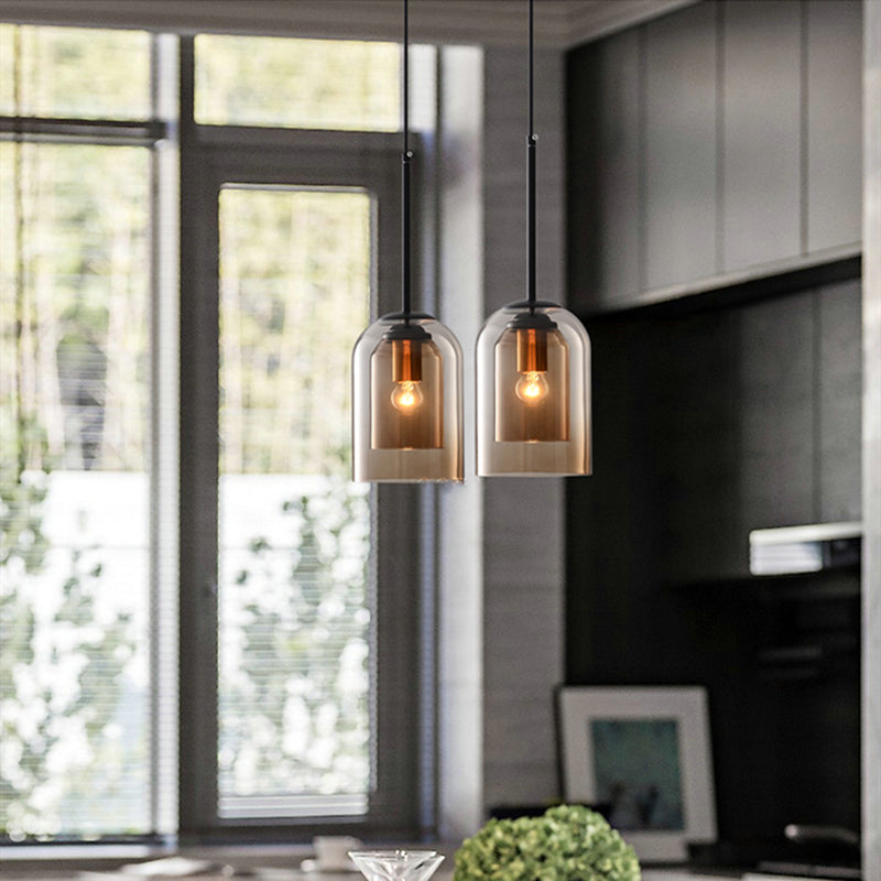 Elegant Mica Mid-Century Pendant Lamps - Double Glass Design