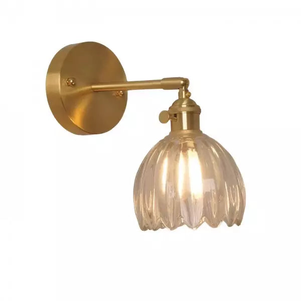 Vintage Tulip Glass Wall Sconce – Elegant Floral Design for Home Lighting, Wall-Mounted, Clear Glass, 12 Height, Max 60W