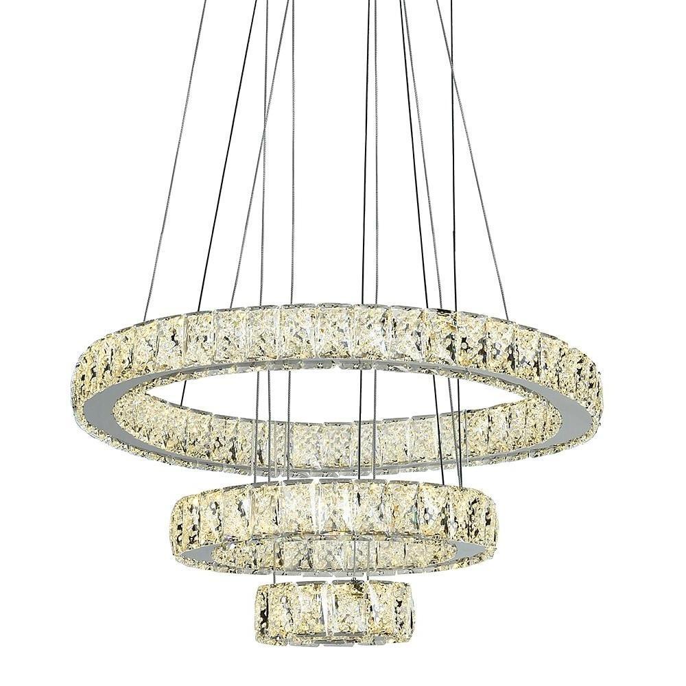 Elegant 3-Tier Crystal Suspended Chandelier - Modern Design