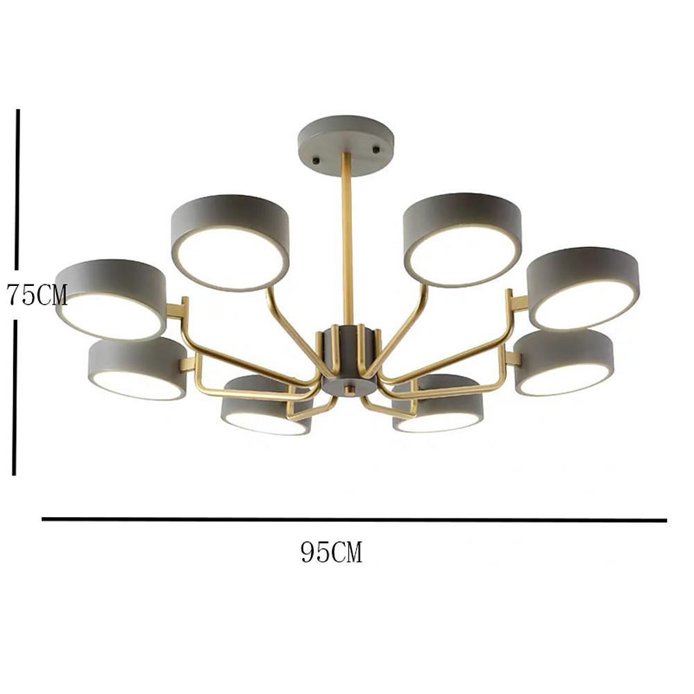 8-Light Adjustable Chandelier - 24'' Height, 3000K-5400K Brightness