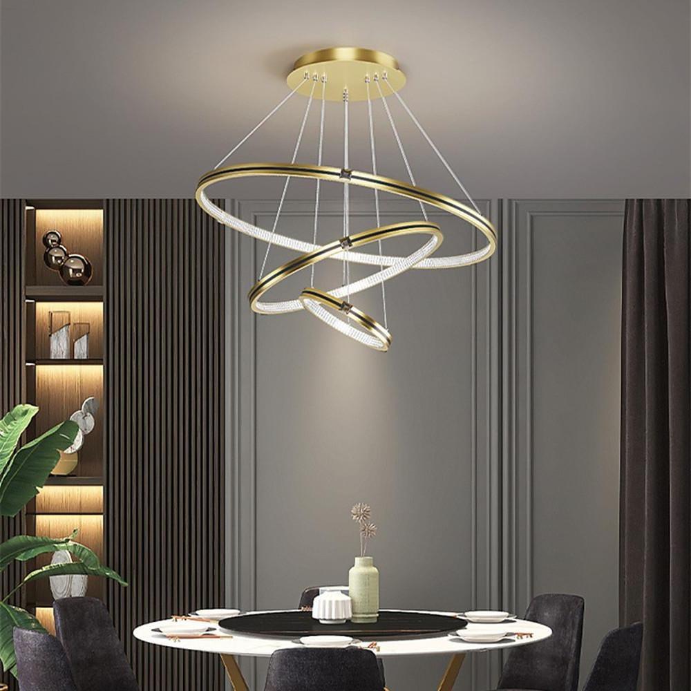 Elegant 3-Ring LED Chandelier - Modern Lighting for Home Décor