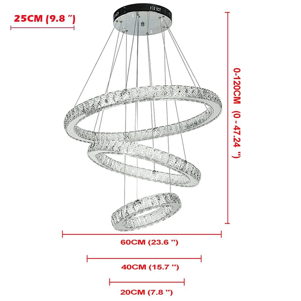 Elegant 3-Tier Crystal Suspended Chandelier - Modern Design