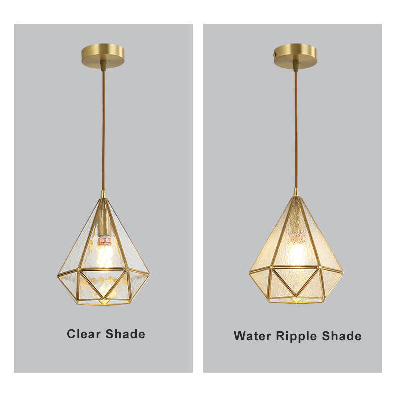 Modern Colorful Water-Grain Glass Diamond Pendant Light